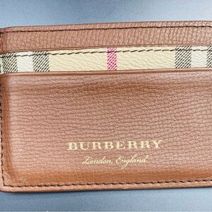 Burberry Brown and Cream Check Card Holder